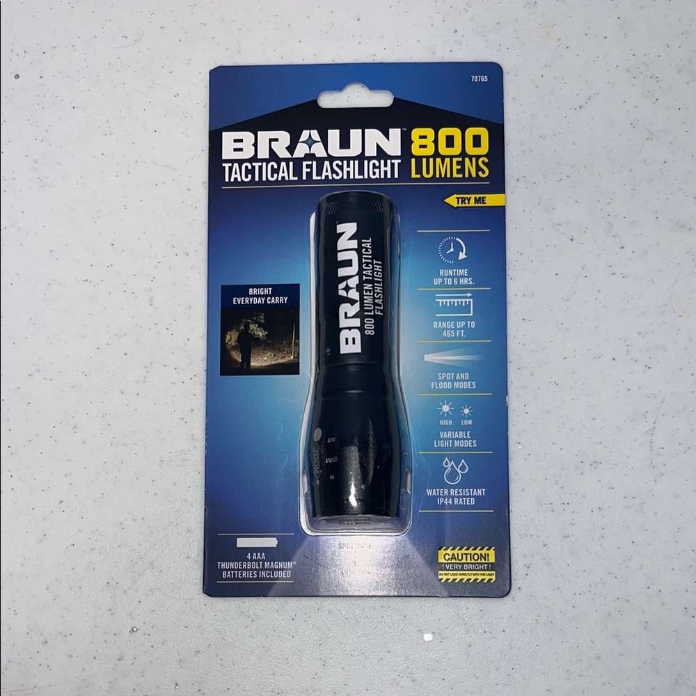 Braun Black Tactical Flashlight - 800 Lumens